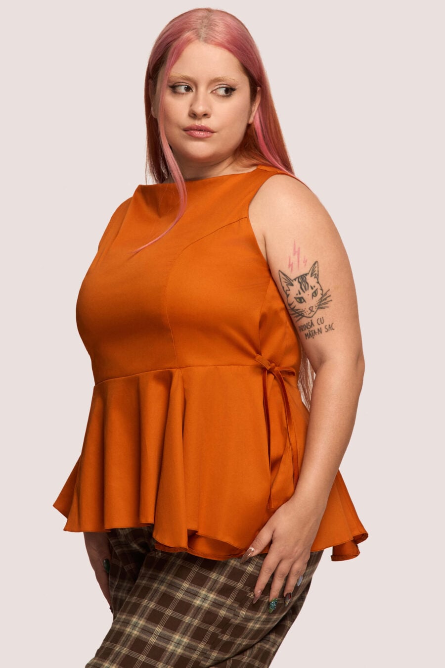 Invisibility Blues sleeveless shirt in marigold - A silhouette that moulds to your shape, not the world’s expectations.