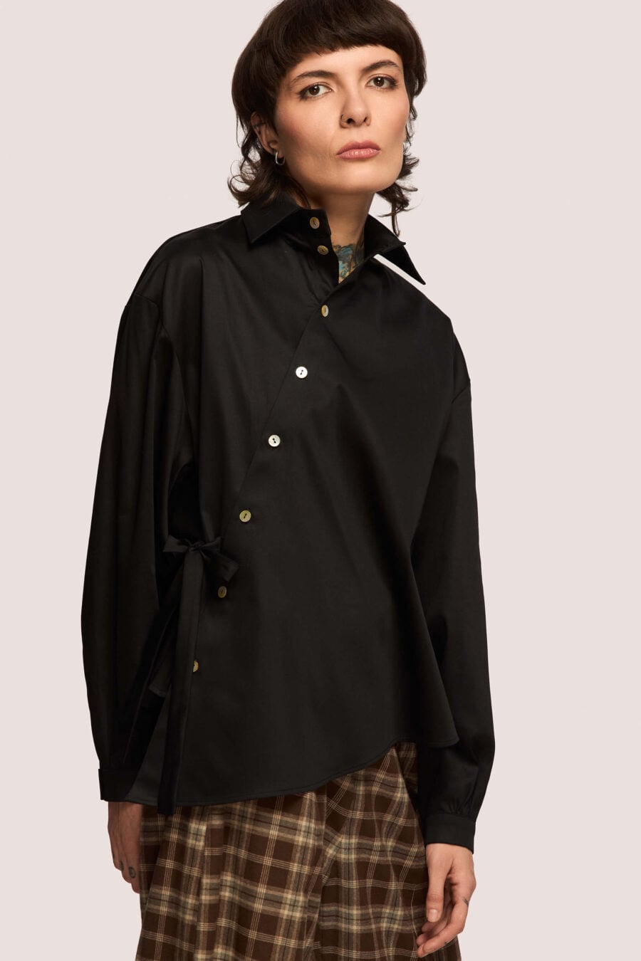 What The Water Gave Me asymmetrical shirt in raven - Designed for movement, for the days that start too early and the nights that end too late.