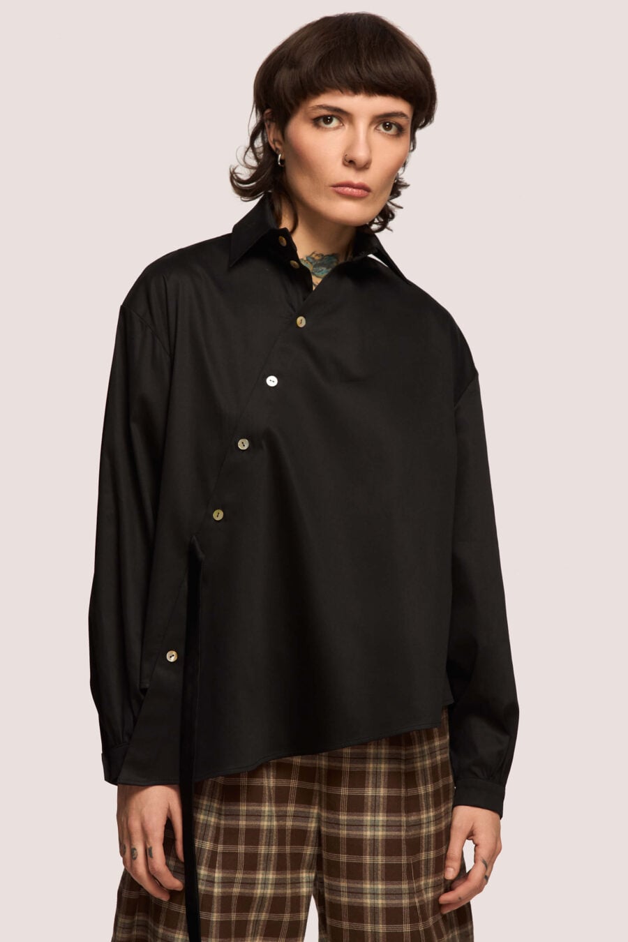 What The Water Gave Me asymmetrical shirt in raven - Designed for movement, for the days that start too early and the nights that end too late.