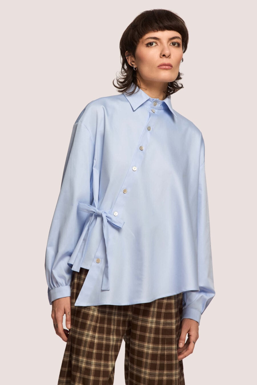 What The Water Gave Me asymmetrical shirt in sky blue - Designed for movement, for the days that start too early and the nights that end too late.