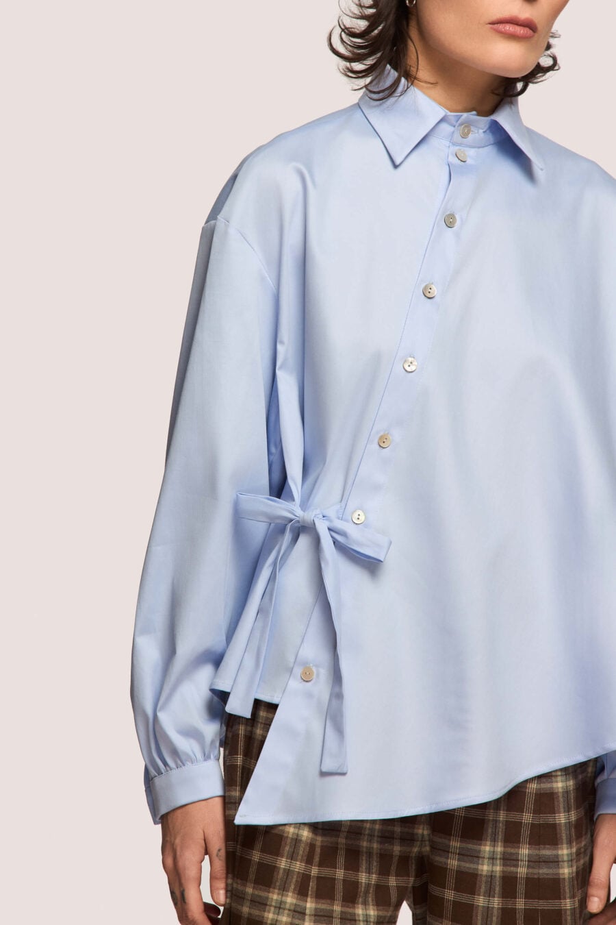 What The Water Gave Me asymmetrical shirt in sky blue - Designed for movement, for the days that start too early and the nights that end too late.