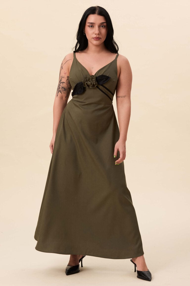 olive green silk slip dress Bella Slip Dress Dark Olive / Extra Small main image 0