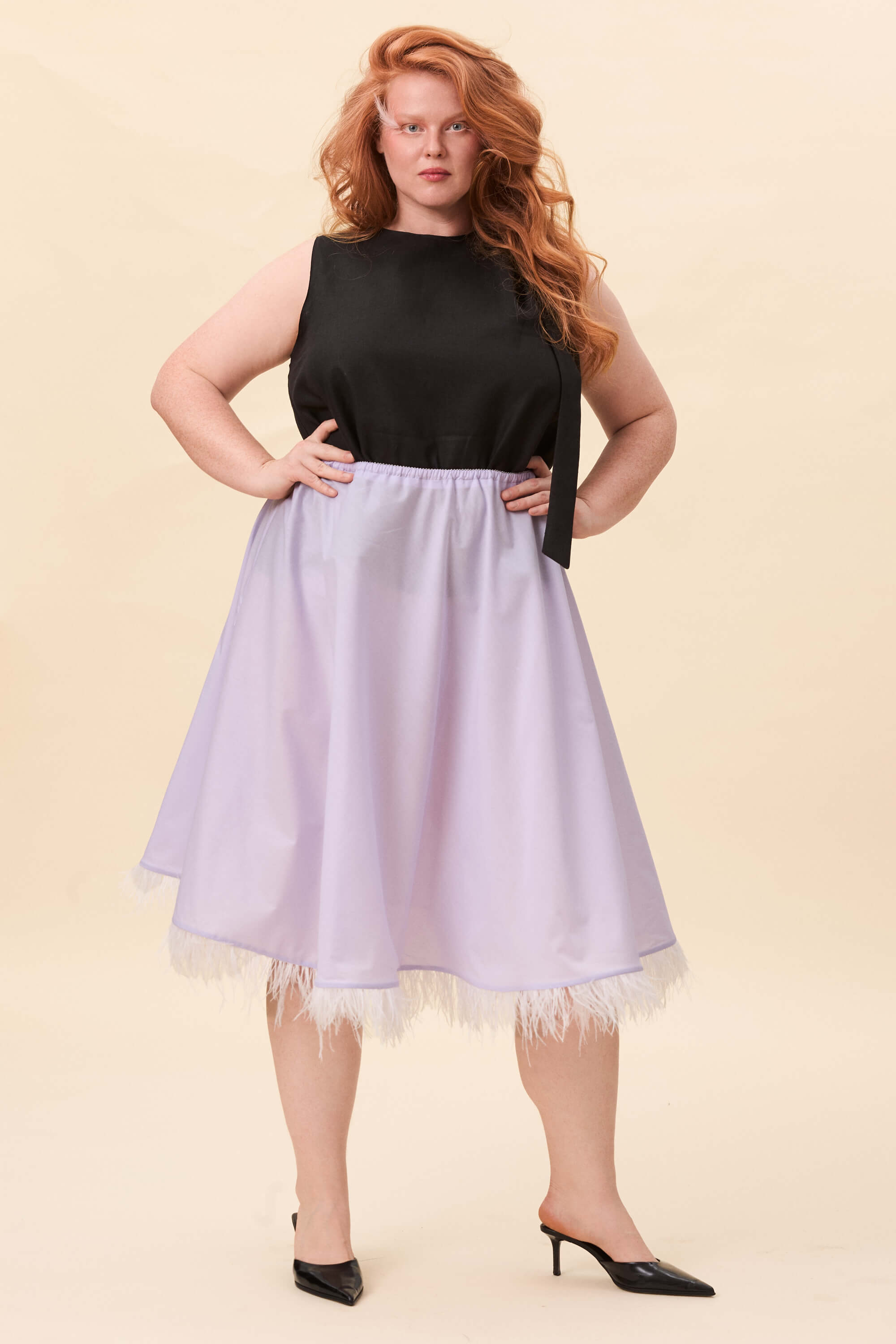 Spring 2026 The Secret History Skirt In Lavender Voille 1 The Secret History Skirt In Lavender Voille The Secret History skirt in lavender voille A biascut skirt that follows the body with a fluid, uninterrupted line. The shape remains simple, allowing the drape to define the silhouette. Along the hem, a feather trim introduces movement and a soft shift in texture.